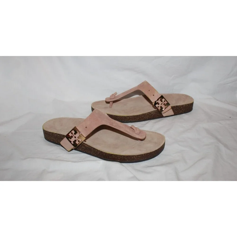 Tory Burch Women's Mellow Buckle Slide Thong Suede Sandals NIB MALVA/AROLA 11